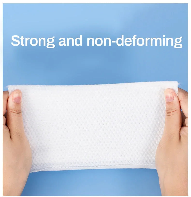 TECHOME Disposable Face Towels Bathroom Cotton Facial Tissue Makeup Remover Wipes Dry Wet Skincare Roll Paper - 1Bag