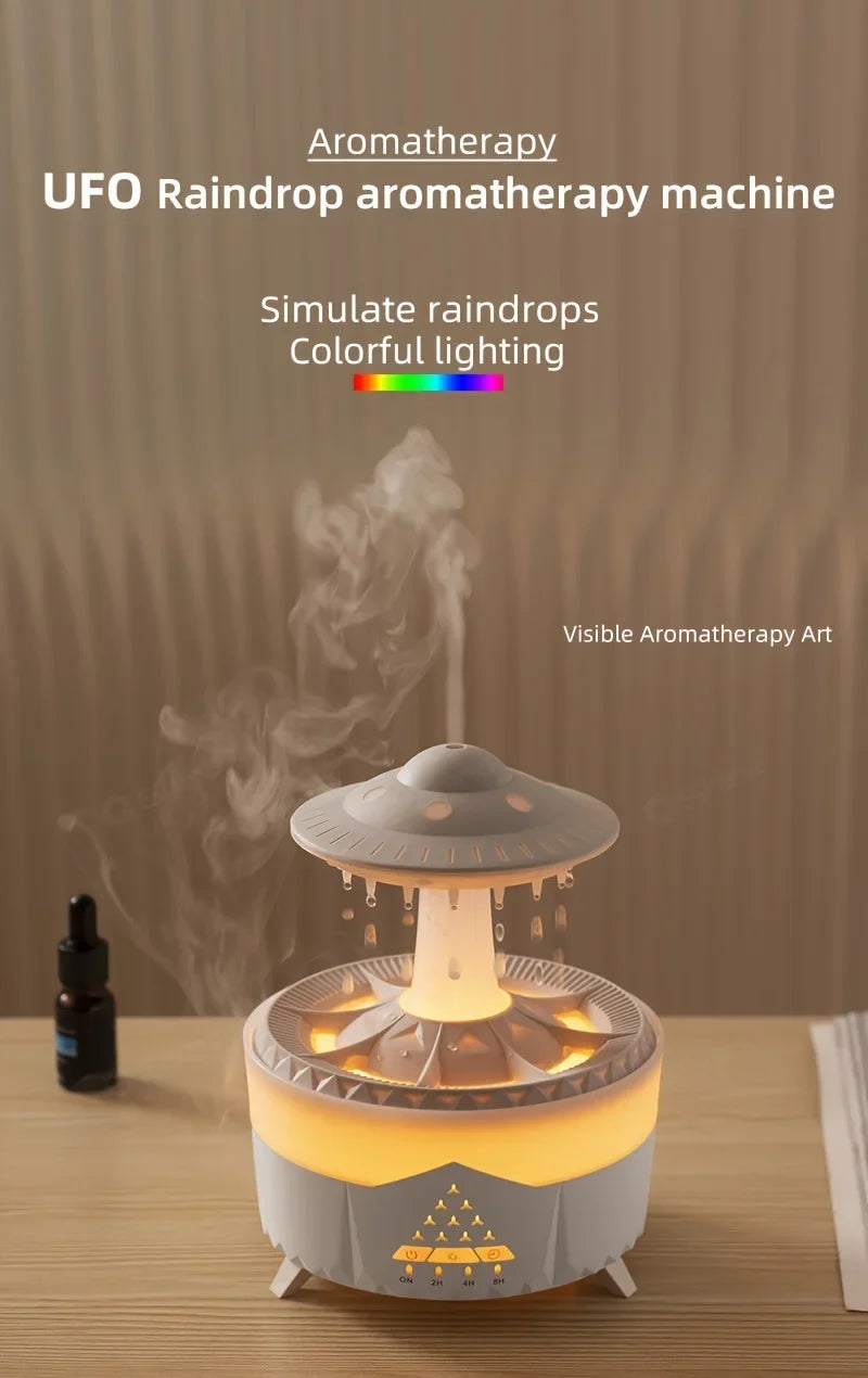 Raindrop Air Humidifier, Mushroom Aromatherapy Diffuser, Ultrasonic Cool Mist Humidifier with Night Light for Bedroom