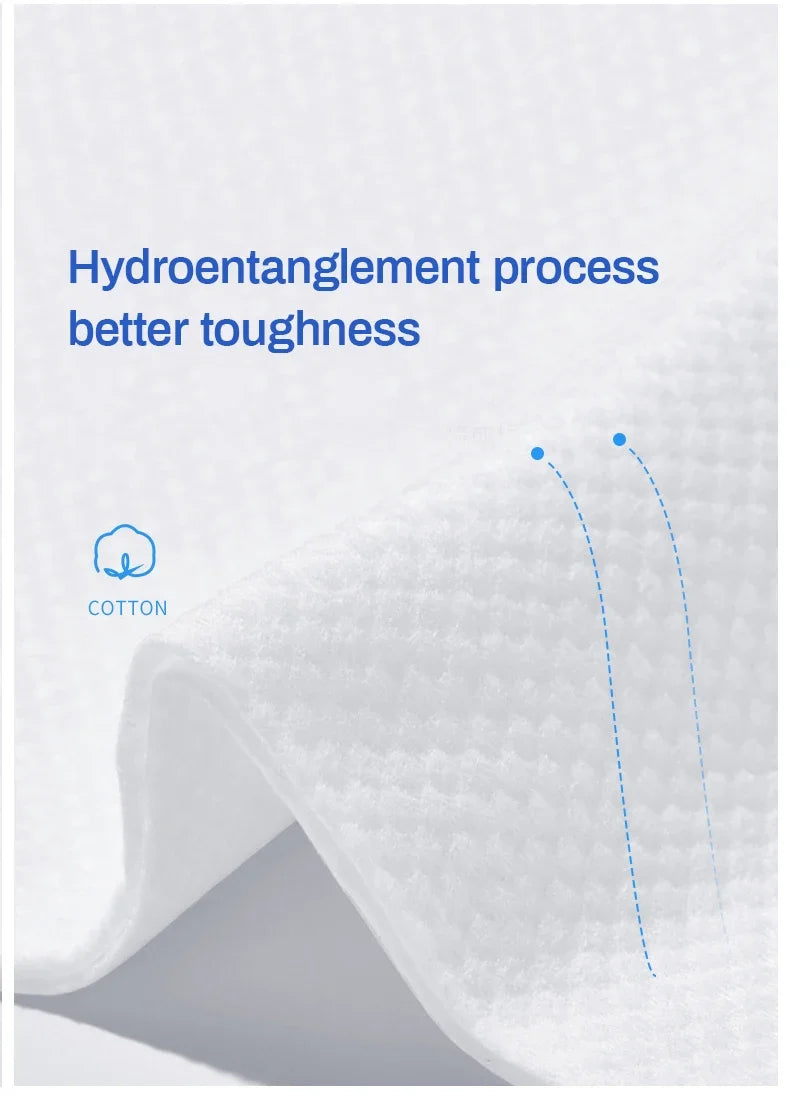 TECHOME Disposable Face Towels Bathroom Cotton Facial Tissue Makeup Remover Wipes Dry Wet Skincare Roll Paper - 1Bag