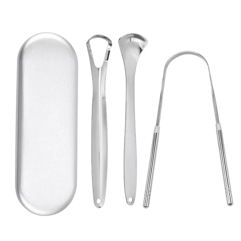 Premium 1pcs/3pcs Metal Tongue Scraper Cleaner for Adults & Kids Portable Stainless Steel Tongue Scrapers