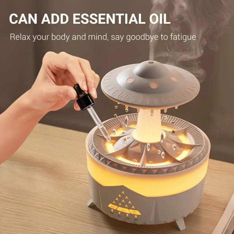 Raindrop Air Humidifier, Mushroom Aromatherapy Diffuser, Ultrasonic Cool Mist Humidifier with Night Light for Bedroom