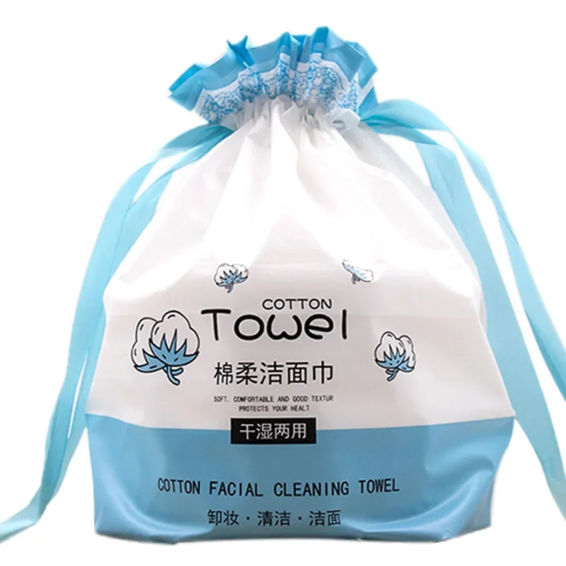 TECHOME Disposable Face Towels Bathroom Cotton Facial Tissue Makeup Remover Wipes Dry Wet Skincare Roll Paper - 1Bag