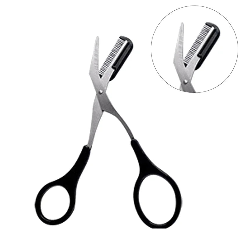 Eyebrow Trimmer Scissor with Comb Female/Male Eyebrow Eyelash Scissors Safety Stainless Steel Face Razor Makeup Beauty Scissors
