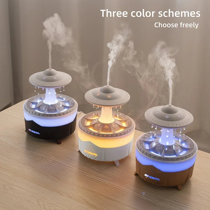 Raindrop Air Humidifier, Mushroom Aromatherapy Diffuser, Ultrasonic Cool Mist Humidifier with Night Light for Bedroom