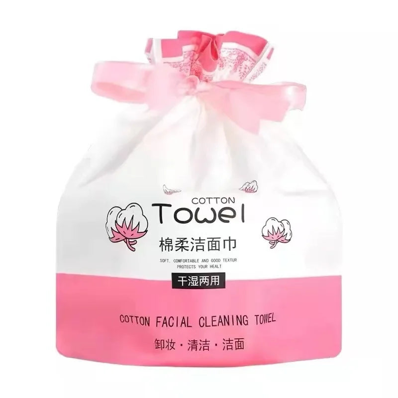 TECHOME Disposable Face Towels Bathroom Cotton Facial Tissue Makeup Remover Wipes Dry Wet Skincare Roll Paper - 1Bag