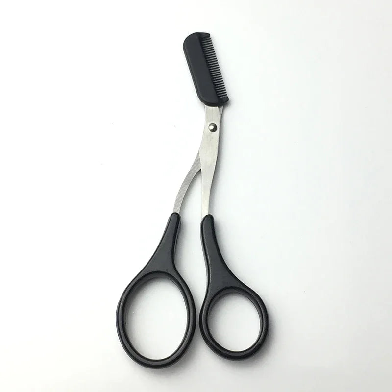 Eyebrow Trimmer Scissor with Comb Female/Male Eyebrow Eyelash Scissors Safety Stainless Steel Face Razor Makeup Beauty Scissors