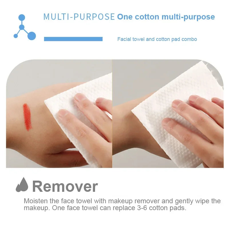 TECHOME Disposable Face Towels Bathroom Cotton Facial Tissue Makeup Remover Wipes Dry Wet Skincare Roll Paper - 1Bag