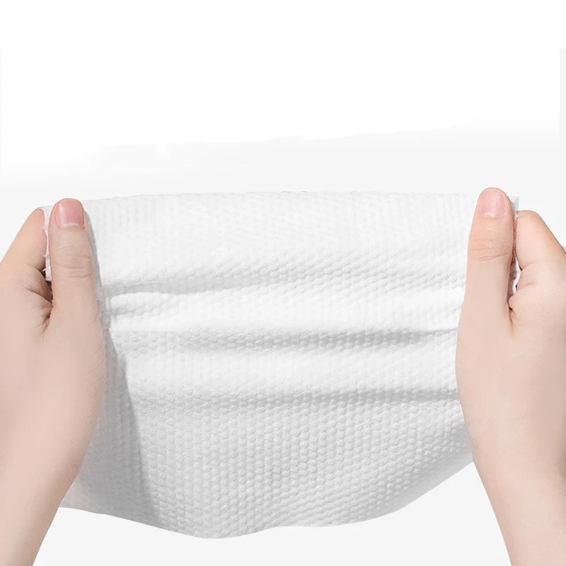 TECHOME Disposable Face Towels Bathroom Cotton Facial Tissue Makeup Remover Wipes Dry Wet Skincare Roll Paper - 1Bag