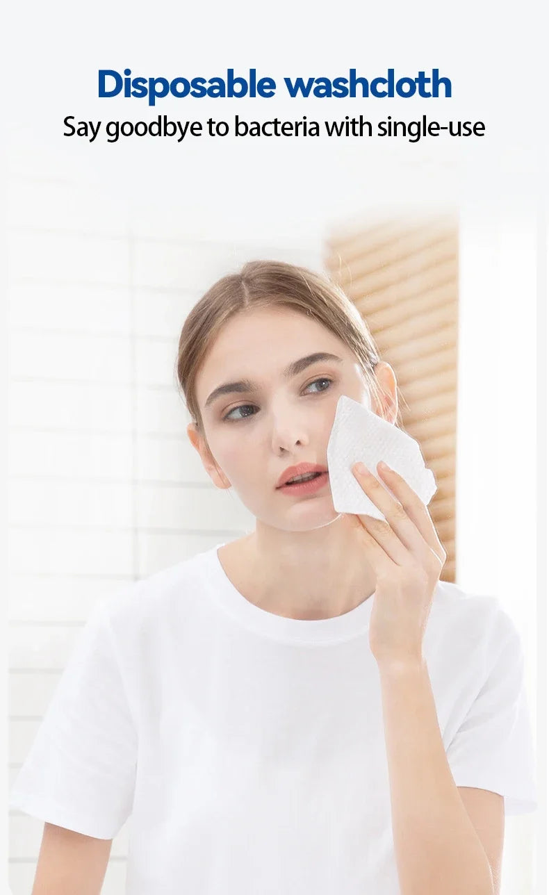 TECHOME Disposable Face Towels Bathroom Cotton Facial Tissue Makeup Remover Wipes Dry Wet Skincare Roll Paper - 1Bag