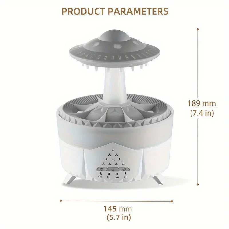 Raindrop Air Humidifier, Mushroom Aromatherapy Diffuser, Ultrasonic Cool Mist Humidifier with Night Light for Bedroom