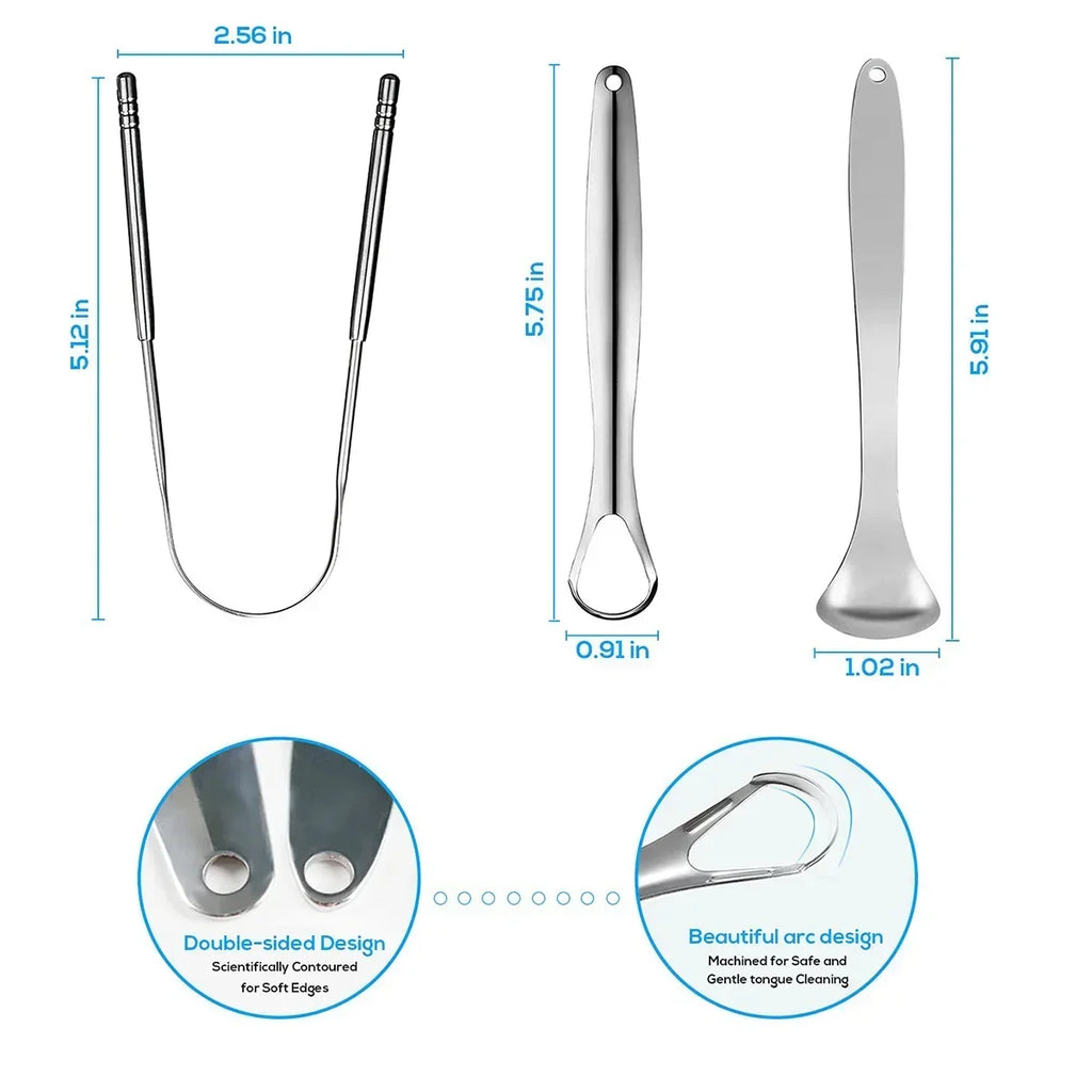 Premium 1pcs/3pcs Metal Tongue Scraper Cleaner for Adults & Kids Portable Stainless Steel Tongue Scrapers