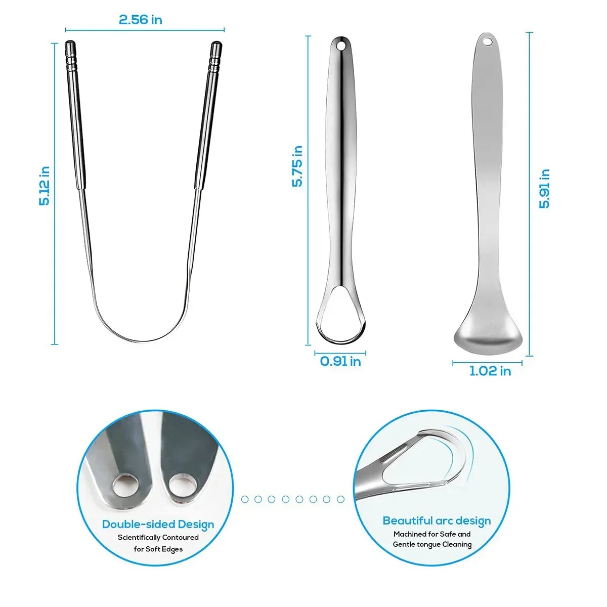 Premium 1pcs/3pcs Metal Tongue Scraper Cleaner for Adults & Kids Portable Stainless Steel Tongue Scrapers